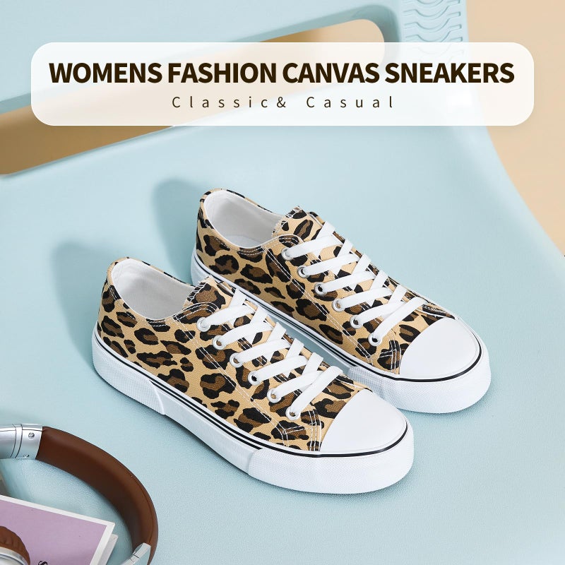 hash bubbie Women's Canvas Shoes Fashion Canvas Sneakers for Women Casual Tennis Shoes Low Top Walking Shoes(Leopard Print,US7) - Image 4